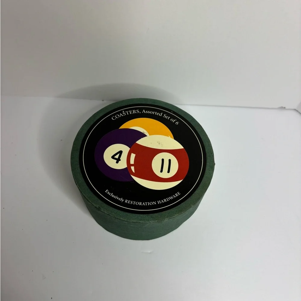 Restoration Hardware Green Billiard Coaster Set